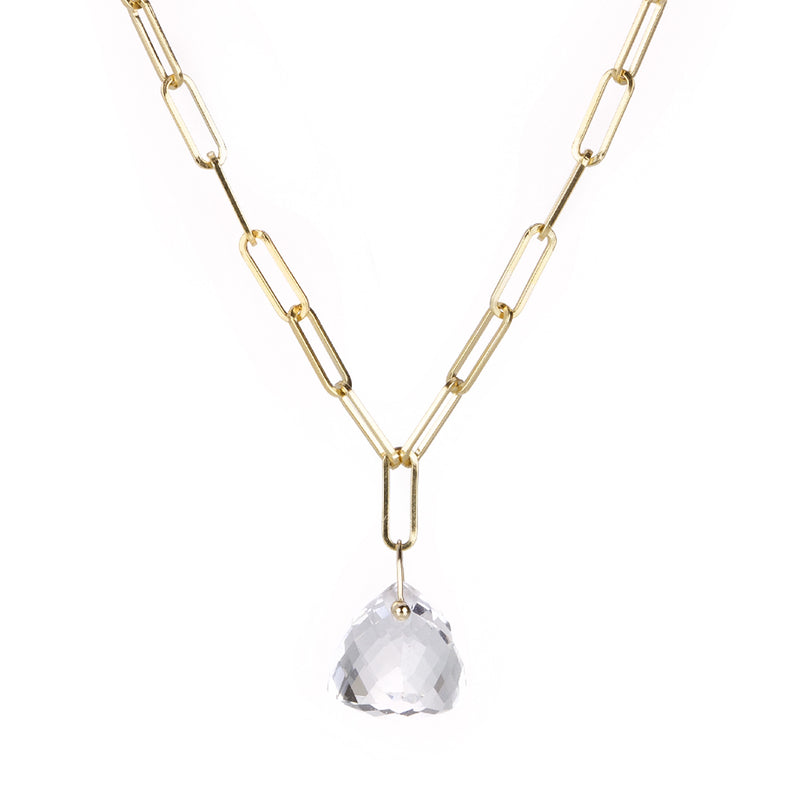 Anne Sportun Paperclip Luna Necklace with Pyramidal Gemstone | Quadrum Gallery