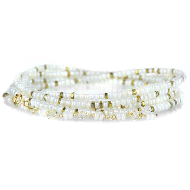Anne Sportun 34" - White Pearl Confetti Wrap Bracelet | Quadrum Gallery