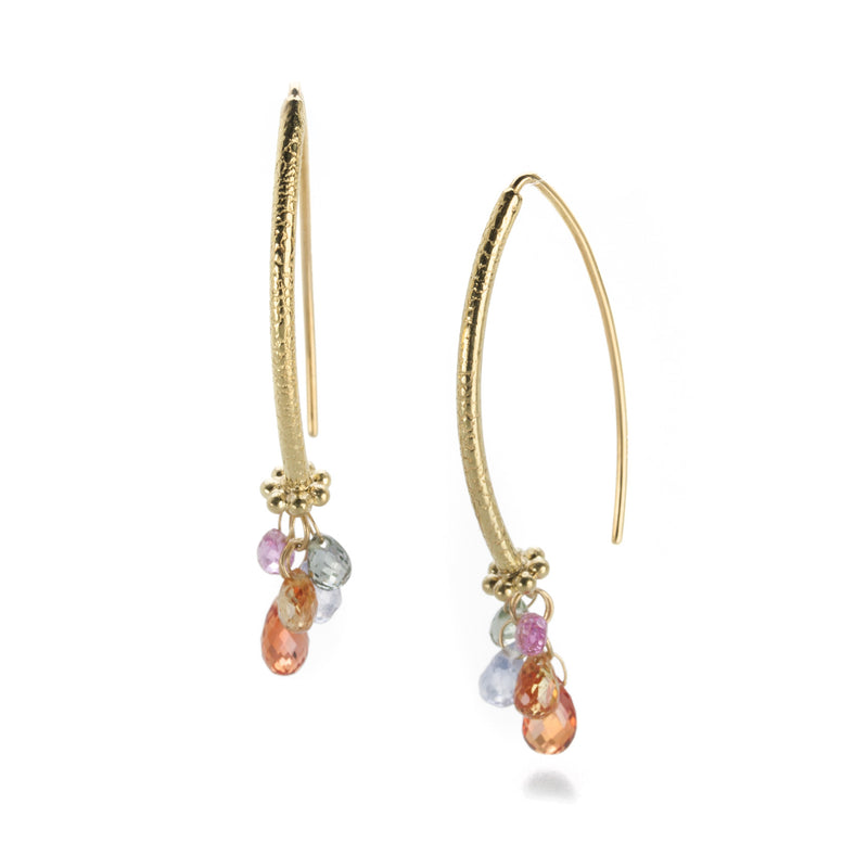 Barbara Heinrich Navette Wire Earrings with Multicolor Sapphire | Quadrum Gallery