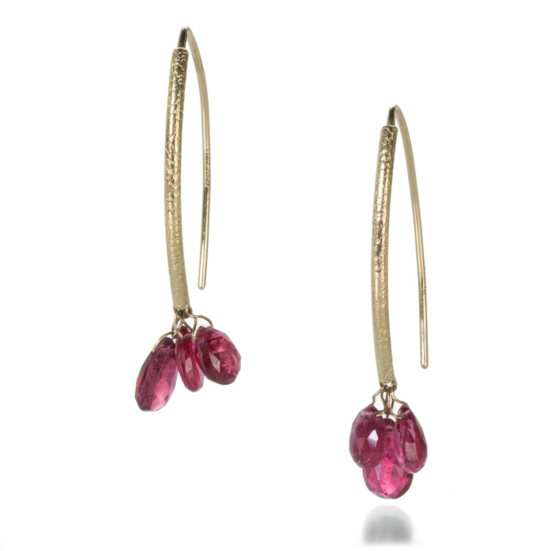 Barbara Heinrich Navette Earrings with Red Spinel Drops | Quadrum Gallery