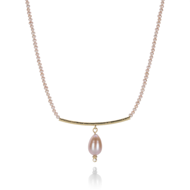 Barbara Heinrich Pink Pearl Necklace with Gold Bar | Quadrum Gallery