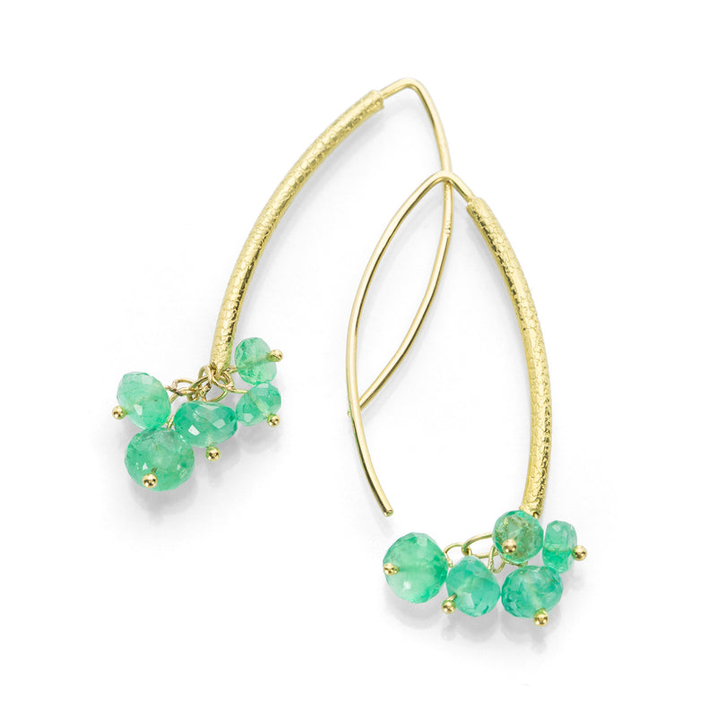 Barbara Heinrich Navette Earrings with Faceted Emerald Drops | Quadrum Gallery