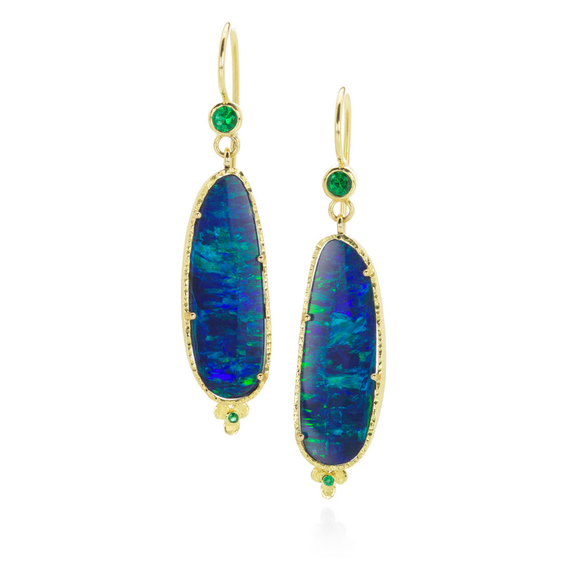 Barbara Heinrich Opal Doublet and Emerald Earrings | Quadrum Gallery
