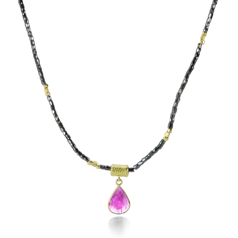 Barbara Heinrich Black Diamond Necklace with Ruby Slice Drop | Quadrum Gallery