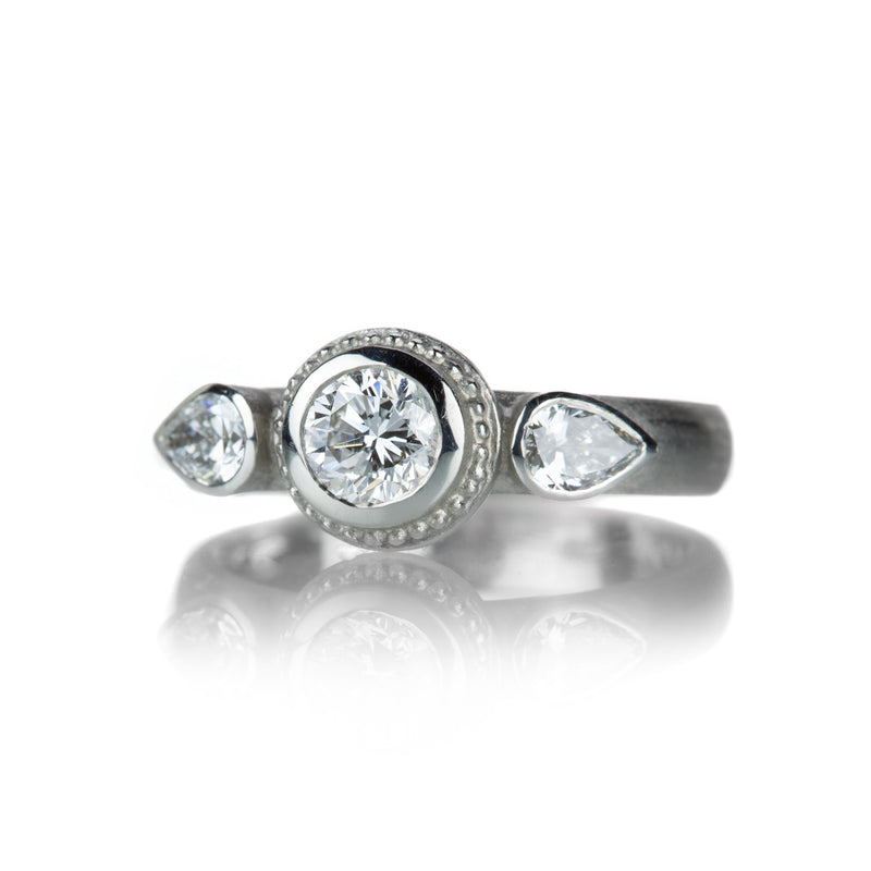 Barbara Heinrich Platinum Ring With Round and Pear Shaped Diamonds | Quadrum Gallery