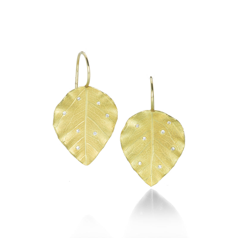 Barbara Heinrich Poplar Leaf Earrings with Diamonds | Quadrum Gallery
