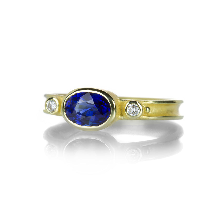 Barbara Heinrich Oval Blue Sapphire Ring with Side Diamonds | Quadrum Gallery