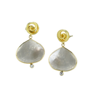 Barbara Heinrich Wide Teardrop Gray Diamond Slice Earrings | Quadrum Gallery