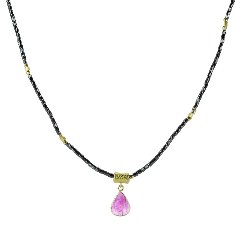 Barbara Heinrich Square Black Diamond Necklace with Ruby Pendant | Quadrum Gallery
