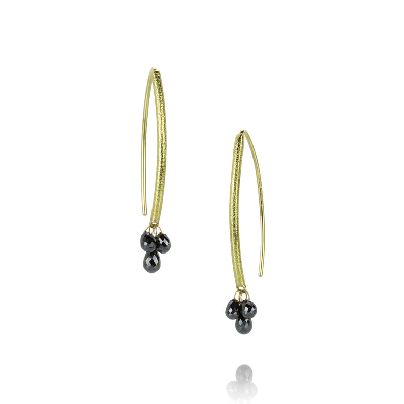 Barbara Heinrich Three Black Diamond Navette Earrings | Quadrum Gallery