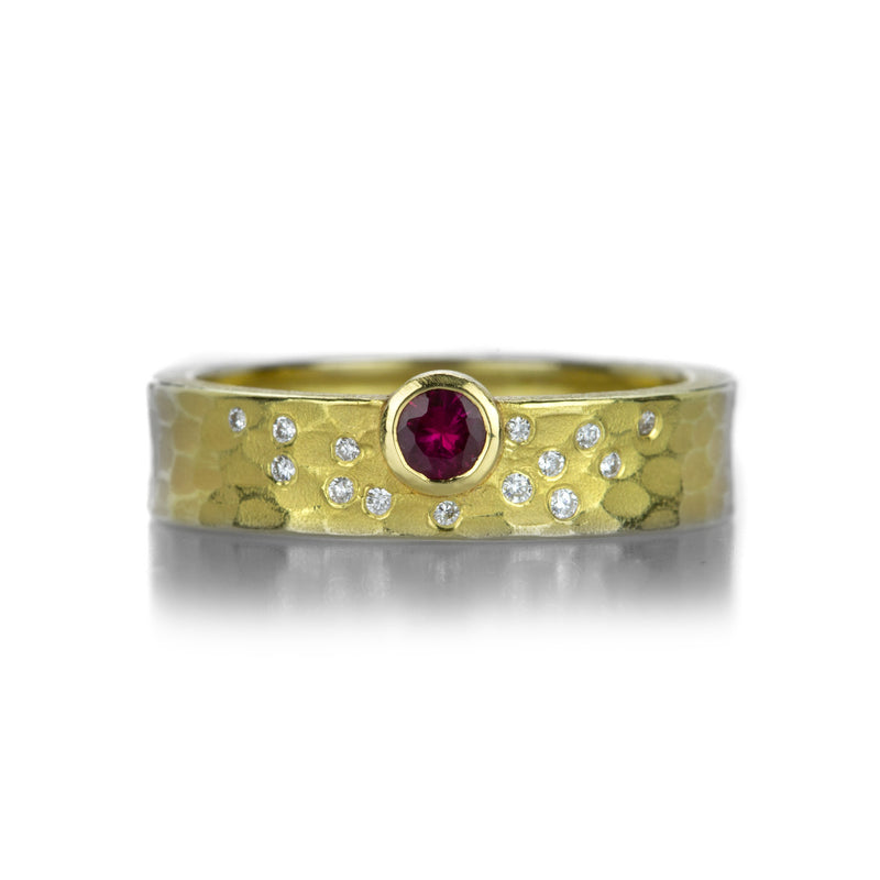 Barbara Heinrich Carved Glacier Band with Round Ruby  | Quadrum Gallery