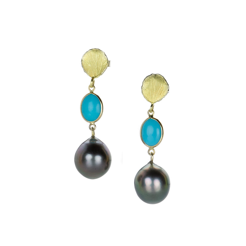Barbara Heinrich Turquoise and Tahitian Pearl Drop Earrings | Quadrum Gallery