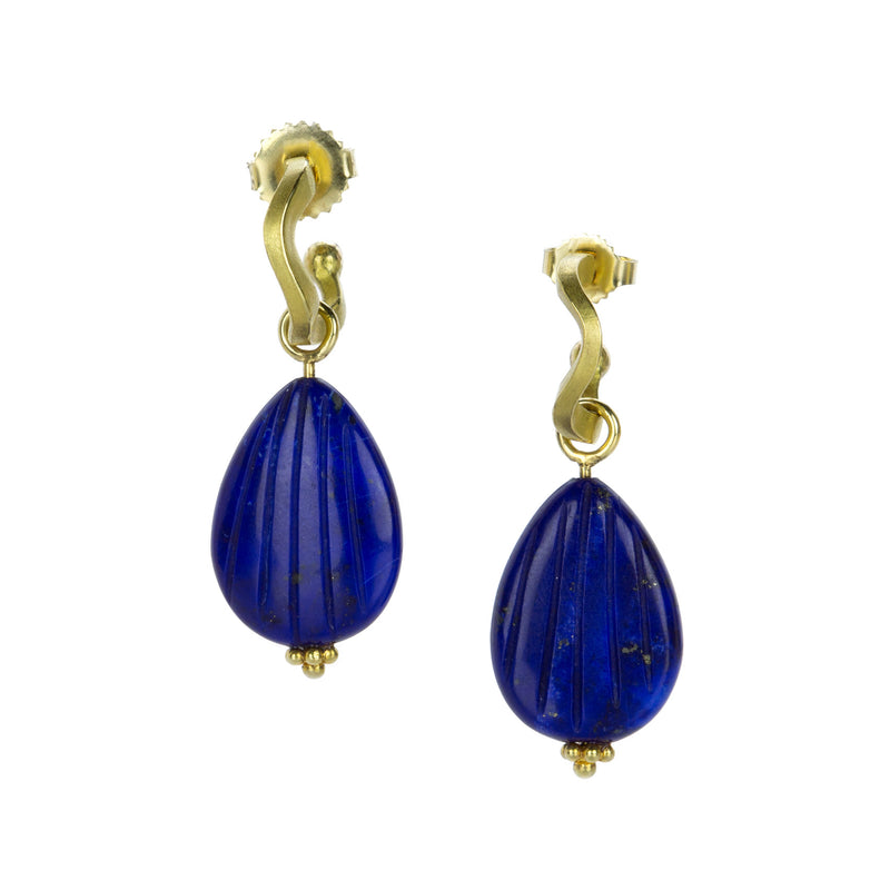 Barbara Heinrich Carved Lapis Drops and Hoops | Quadrum Gallery