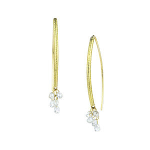 Barbara Heinrich Navette Earrings with White Diamond Briolettes | Quadrum Gallery