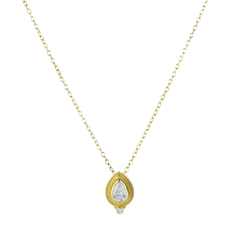 Barbara Heinrich Granulated Pear Shaped Diamond Pendant Necklace | Quadrum Gallery