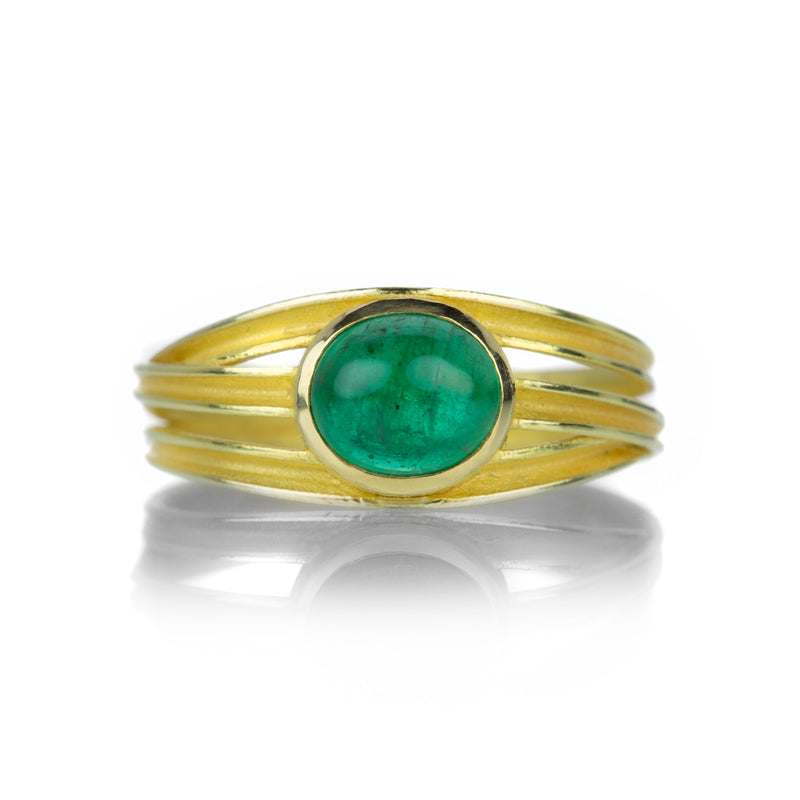 Barbara Heinrich Oval Emerald Cabochon Triple Ribbon Ring | Quadrum Gallery