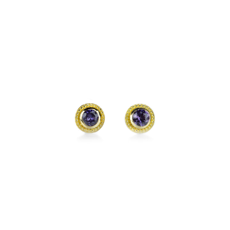Barbara Heinrich Purple Sapphire Granulated Stud Earrings  | Quadrum Gallery
