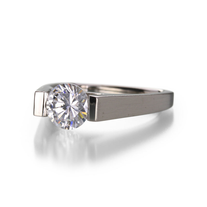 Edward Burrowes Tapered 18k White Gold Engagement Ring | Quadrum Gallery
