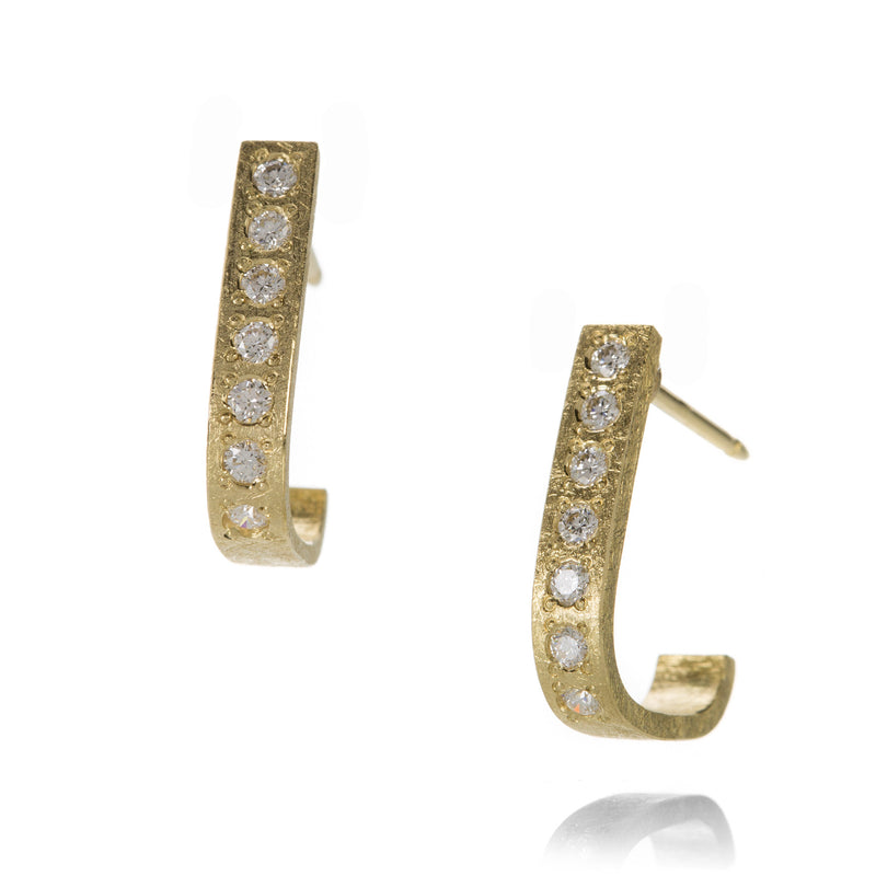 Edward Burrowes 18k Yellow Gold "J" Hoops with Diamonds | Quadrum Gallery
