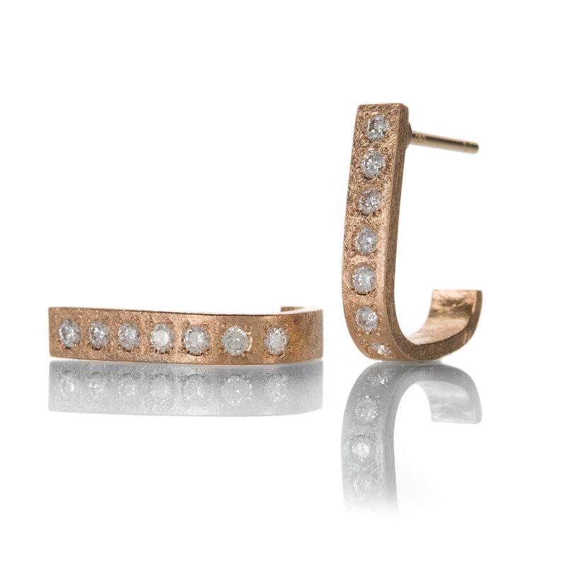 Edward Burrowes 18k Rose Gold "J" Hoops with Diamonds | Quadrum Gallery