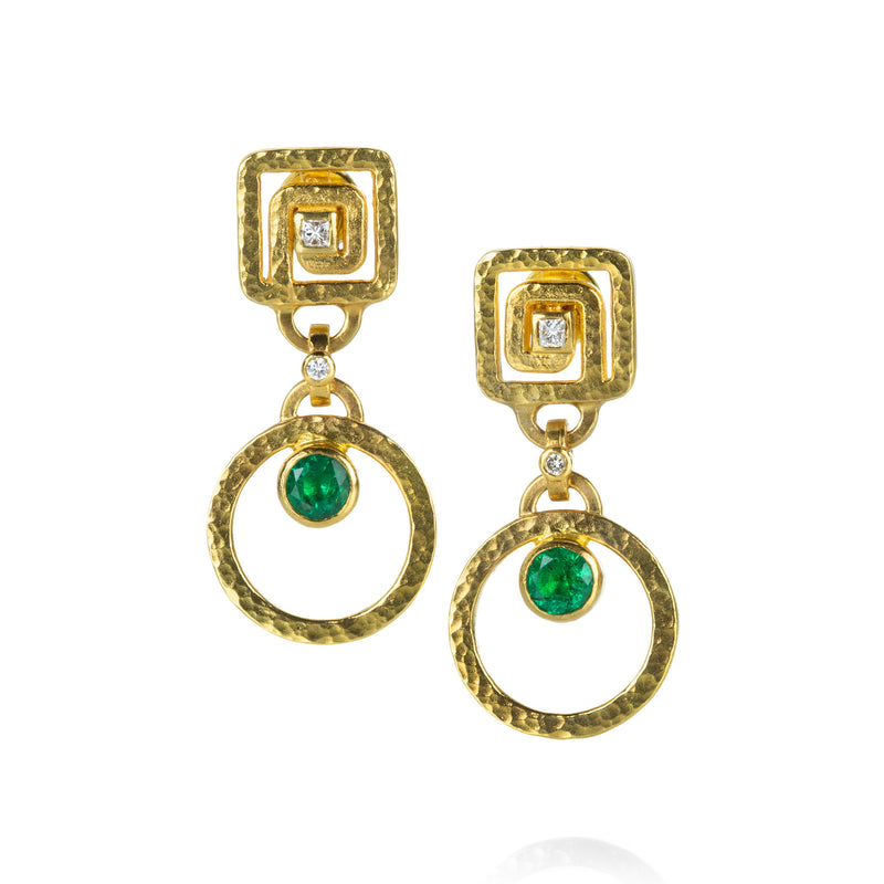 Gurhan Greek Key Emerald and Diamond Earrings | Quadrum Gallery