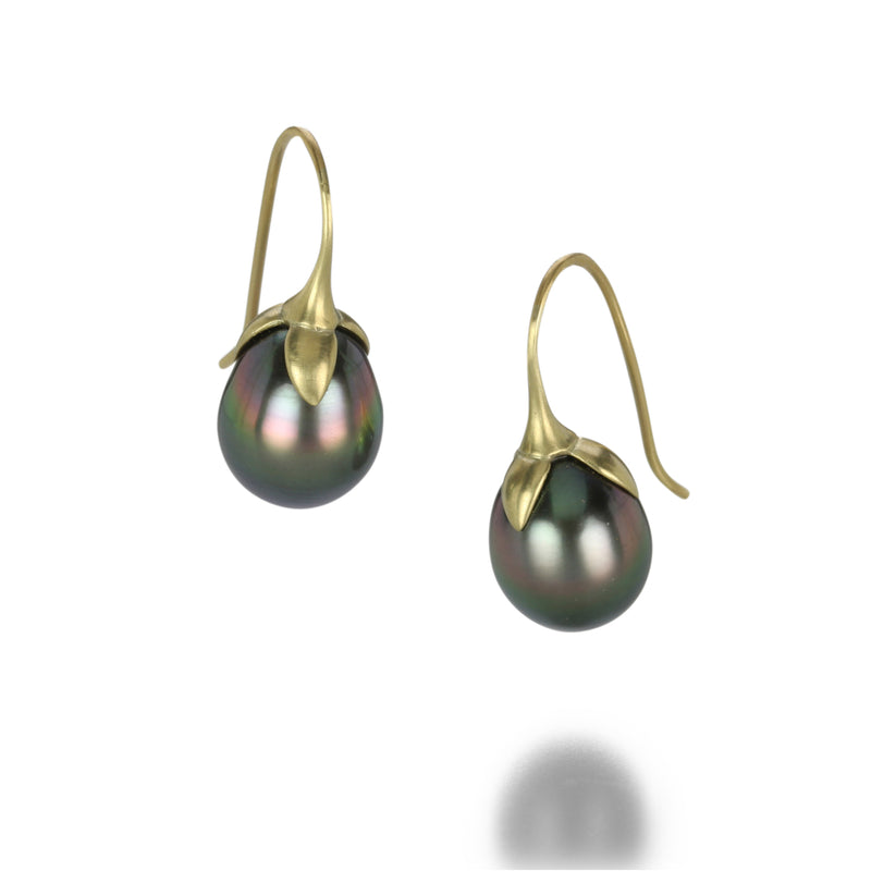 Gabriella Kiss 14k Tahitian Pearl Eggplant Earrings | Quadrum Gallery