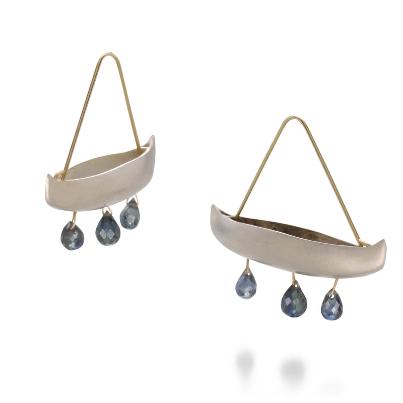 Gabriella Kiss Silver & Sapphire Canoe Earrings | Quadrum Gallery