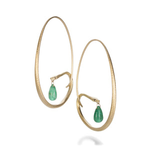 Gabriella Kiss Small Snake Hoops with Emerald Drops | Quadrum Gallery