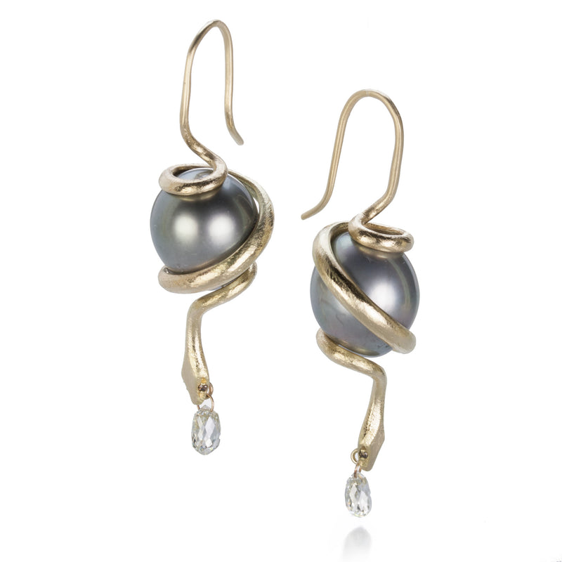 Gabriella Kiss Snake Earrings with Tahitian Pearl and Diamond | Quadrum Gallery