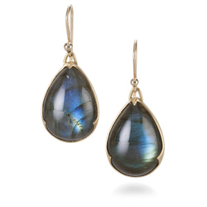 Gabriella Kiss Pear Shaped Labradorite Earrings with Scallops | Quadrum Gallery