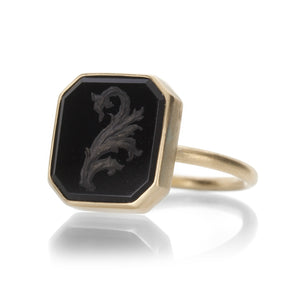 Gabriella Kiss Black Jade Leaf Intaglio Ring | Quadrum Gallery