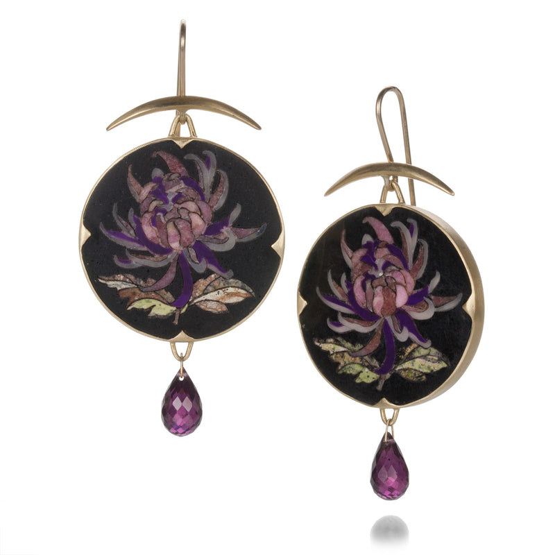 Gabriella Kiss Round Purple Flower Mosaic Earrings | Quadrum Gallery