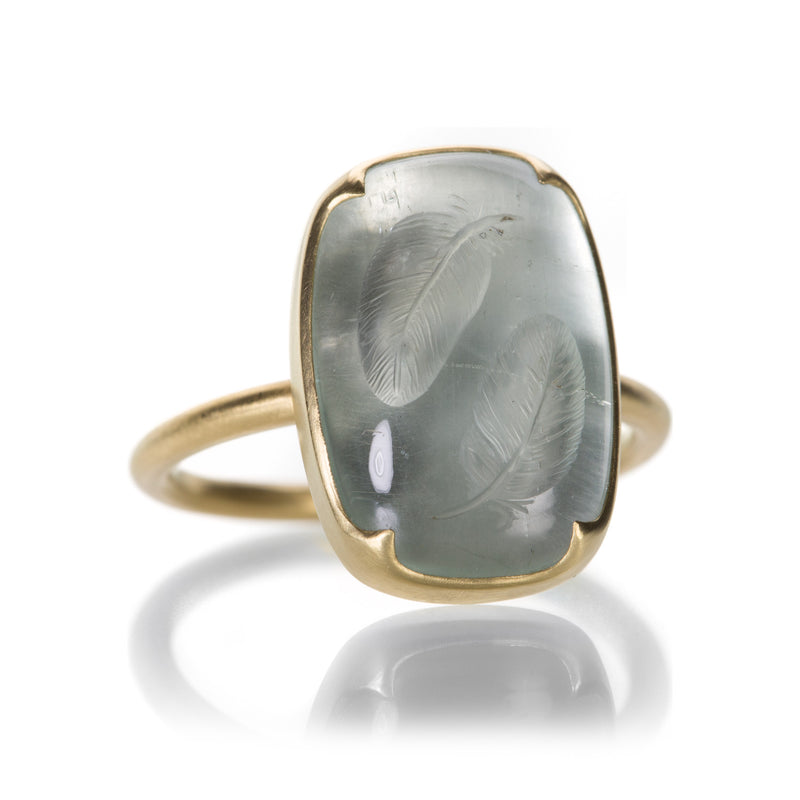 Gabriella Kiss Aquamarine Intaglio Feather Ring | Quadrum Gallery