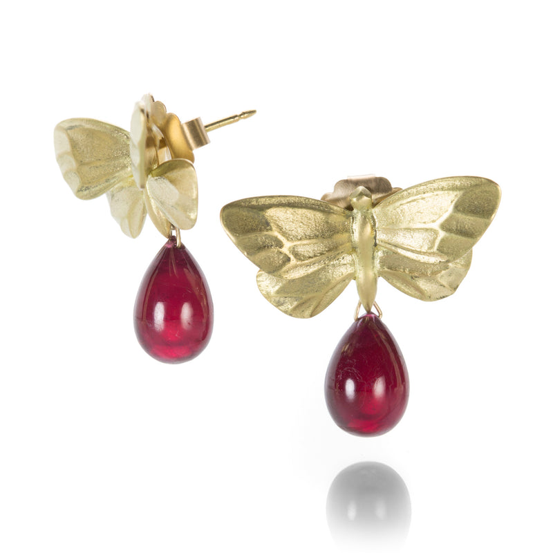 Gabriella Kiss Large Butterfly Earrings with Ruby Drops | Quadrum Gallery