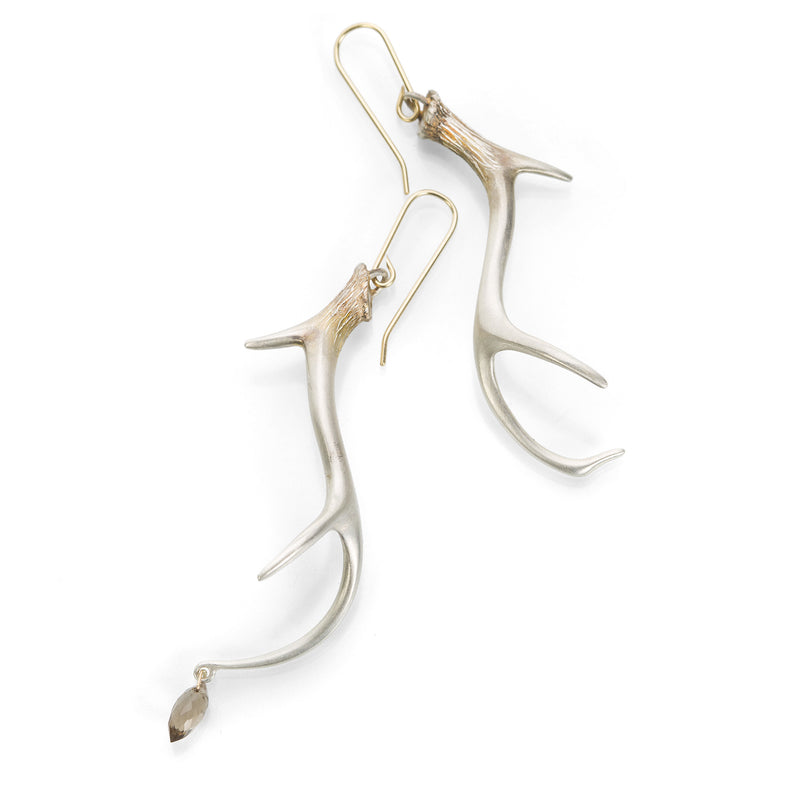 Gabriella Kiss Small Antler Earrings with Smoky Topaz Drop | Quadrum Gallery
