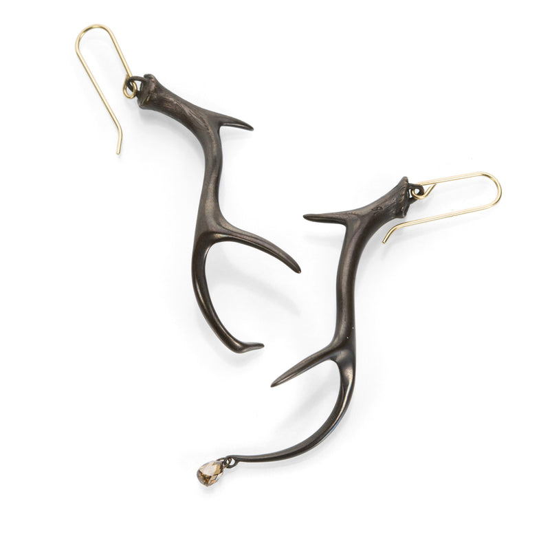 Gabriella Kiss Small Bronze Antler Earrings with Brown Diamond  | Quadrum Gallery