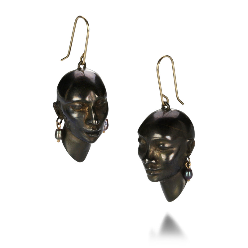 Gabriella Kiss Bronze Heads with Pearl earrings | Quadrum Gallery