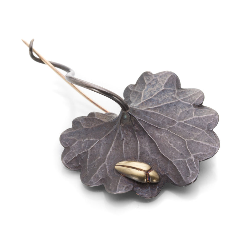 Gabriella Kiss Scallop Leaf Pin with Gold Beetle | Quadrum Gallery