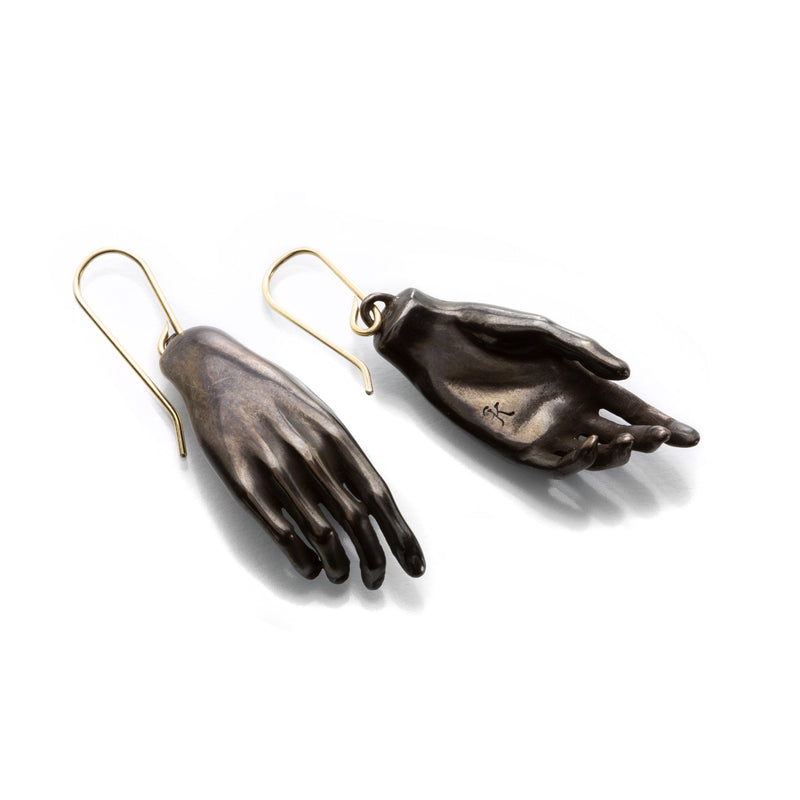 Gabriella Kiss Hand Earrings in Oxidized Bronze | Quadrum Gallery