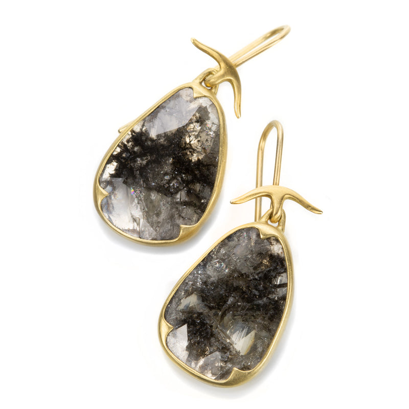 Gabriella Kiss Black Lacy Diamond Slab Drop Earrings | Quadrum Gallery