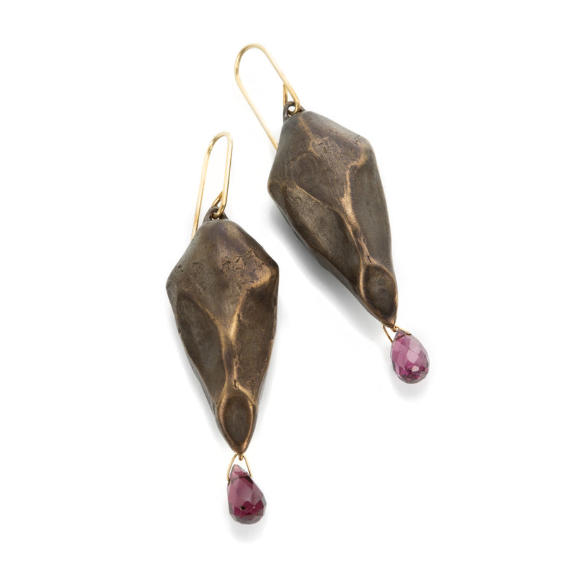 Gabriella Kiss Bronze Deer Skull & Garnet Drop Earrings | Quadrum Gallery