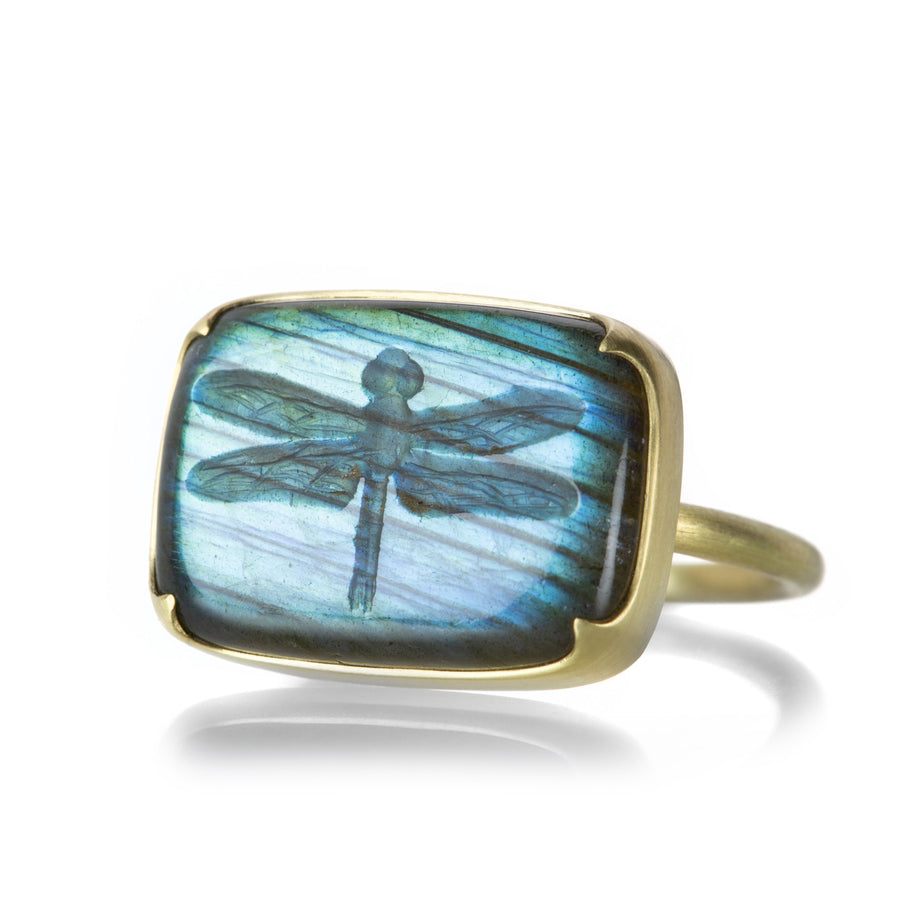 Gabriella Kiss Labradorite Dragon Fly Intaglio Ring | Quadrum Gallery