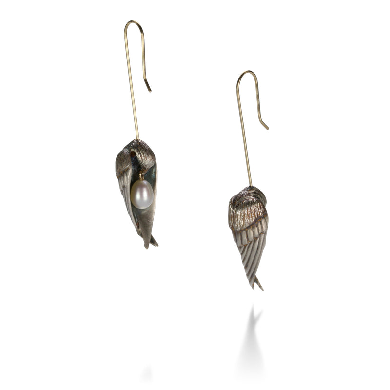 Gabriella Kiss Silver Sleeping Bird Earrings | Quadrum Gallery