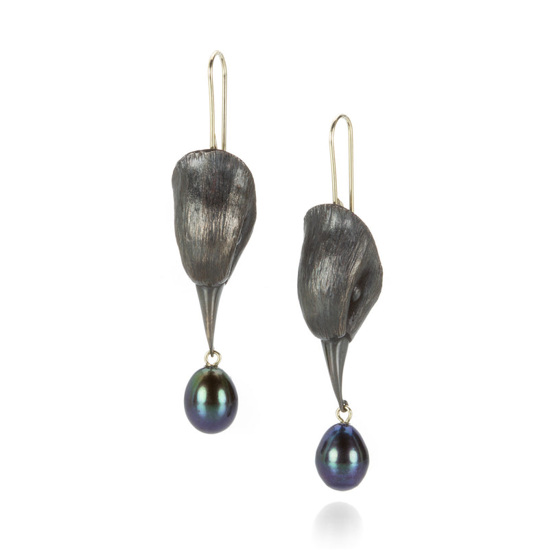 Gabriella Kiss Bronze Bird Head Earrings with Pearl Drops | Quadrum Gallery