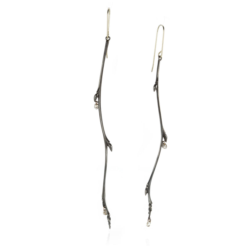 Gabriella Kiss Bronze Long Bud Branch Earrings with Diamond Drops | Quadrum Gallery