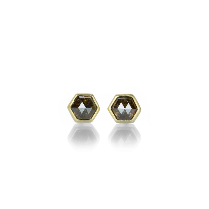 Gabriella Kiss Brown Hexagonal Diamond Stud Earrings | Quadrum Gallery