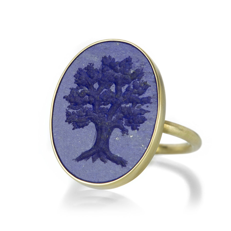 Gabriella Kiss Lapis Ring with Tree Intaglio | Quadrum Gallery