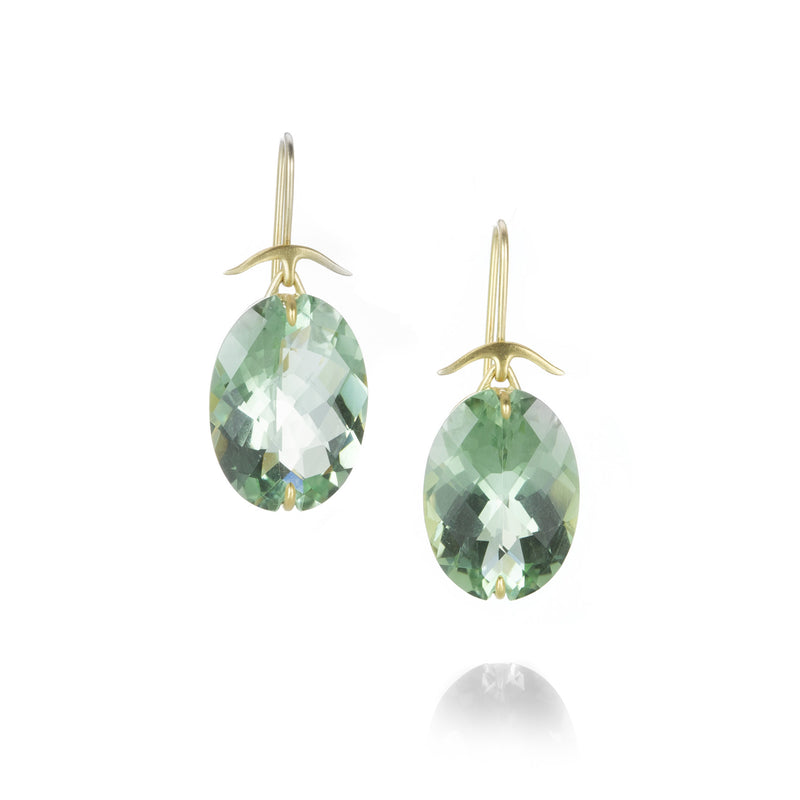 Gabriella Kiss Oval Faceted Green Amethyst Earrings | Quadrum Gallery
