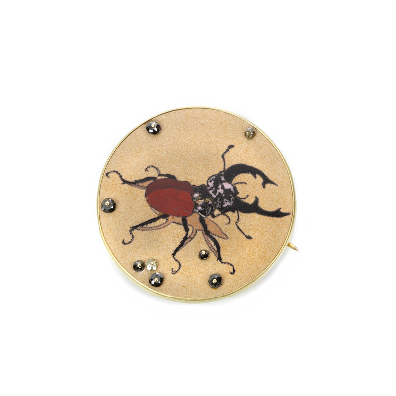 Gabriella Kiss Micro-Mosaic Horned Beetle Pin | Quadrum Gallery