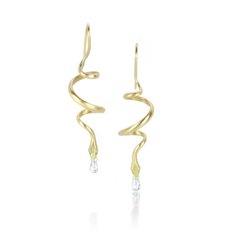 Gabriella Kiss Diamond Briolette Spiral Snake Earrings  | Quadrum Gallery